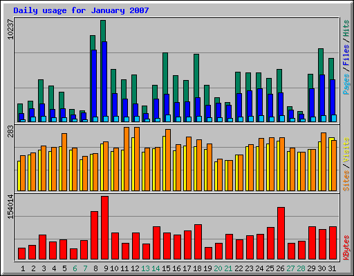 Daily usage for January 2007