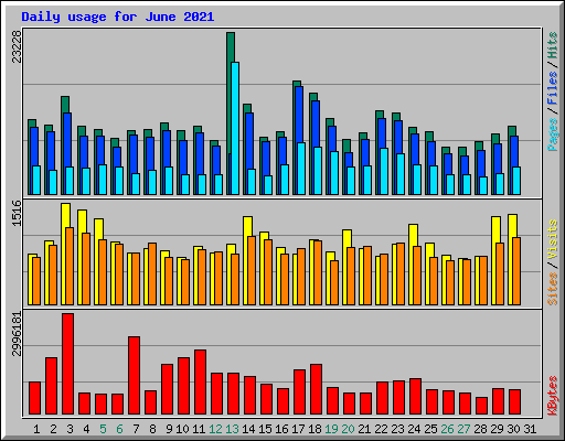 Daily usage for June 2021