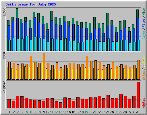 Daily usage for July 2025