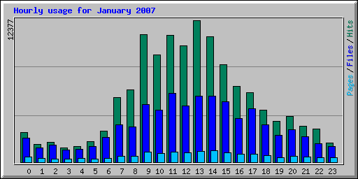 Hourly usage for January 2007
